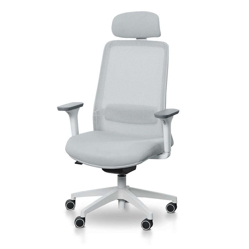 Mesh Office Chair - Cloud Grey with White Base