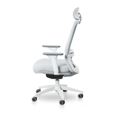 Mesh Office Chair - Cloud Grey with White Base