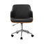 Wooden Office Chair Computer PU Leather Desk Chairs Executive Black Wood