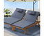 Gardeon 2x Sun Lounge Wooden Lounger Outdoor Furniture Day Bed Wheel Patio Grey