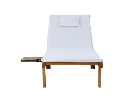 Gardeon 2x Sun Lounge Wooden Lounger Outdoor Furniture Day Bed Wheel Patio White