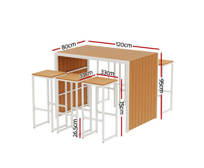 Gardeon 7-Piece Outdoor Bar Set Table Chairs Patio Bistro Set 6 Seater