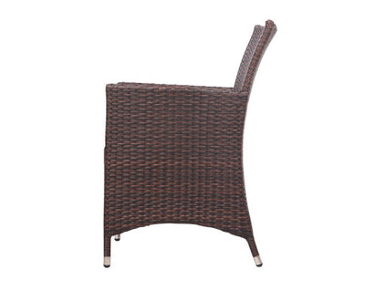 Gardeon 3PC Outdoor Bistro Set Patio Furniture Wicker Setting Chairs Table Cushion Brown