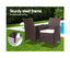 Gardeon 3PC Outdoor Bistro Set Patio Furniture Wicker Setting Chairs Table Cushion Brown