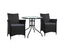 Gardeon 3PC Bistro Set Outdoor Furniture Rattan Table Chairs Cushion Patio Garden Idris