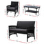 Gardeon Outdoor Furniture Rattan Set Wicker Cushion 4pc Black