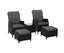 Gardeon 5PC Recliner Chairs Table Sun lounge Wicker Outdoor Furniture Adjustable Black