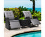 Gardeon 3PC Recliner Chairs Table Sun lounge Outdoor Furniture Wicker Adjustable Black