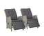 Set of 2 Recliner Chairs Sun lounge Outdoor Furniture Setting Patio Wicker Sofa Grey