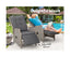 Set of 2 Recliner Chairs Sun lounge Outdoor Furniture Setting Patio Wicker Sofa Grey