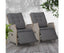 Set of 2 Recliner Chairs Sun lounge Outdoor Furniture Setting Patio Wicker Sofa Grey