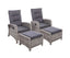 Gardeon 2PC Recliner Chairs Sun lounge Wicker Lounger Outdoor Furniture Adjustable Grey