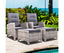 Gardeon 2PC Recliner Chairs Sun lounge Wicker Lounger Outdoor Furniture Adjustable Grey