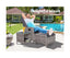 Gardeon 3PC Recliner Chairs Table Sun lounge Wicker Outdoor Furniture Adjustable Grey