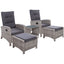 Gardeon Outdoor Patio Furniture Recliner Chairs Table Setting Wicker Lounge 5pc Grey