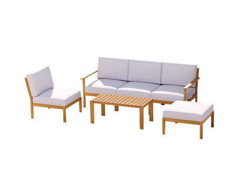 Gardeon 5-Seater Outdoor Sofa Set Wooden Lounge Setting 6PCS