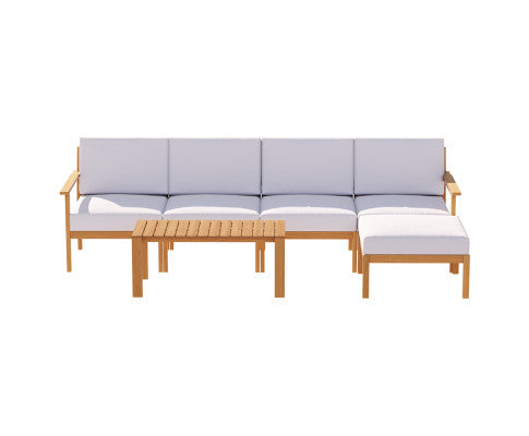 Gardeon 5-Seater Outdoor Sofa Set Wooden Lounge Setting 6PCS