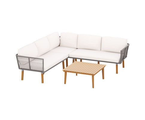 Gardeon 5-Seater Outdoor Sofa Set Wooden Lounge Setting Aluminum