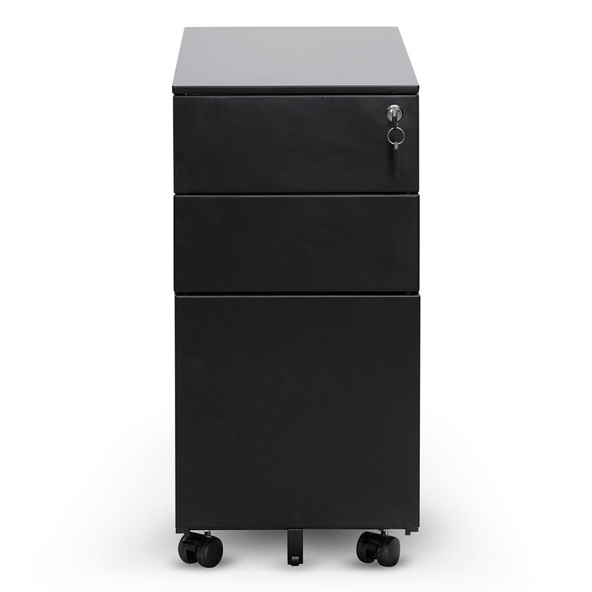 3 Drawers Slim Mobile Pedestal - Black