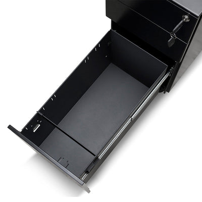 3 Drawers Slim Mobile Pedestal - Black