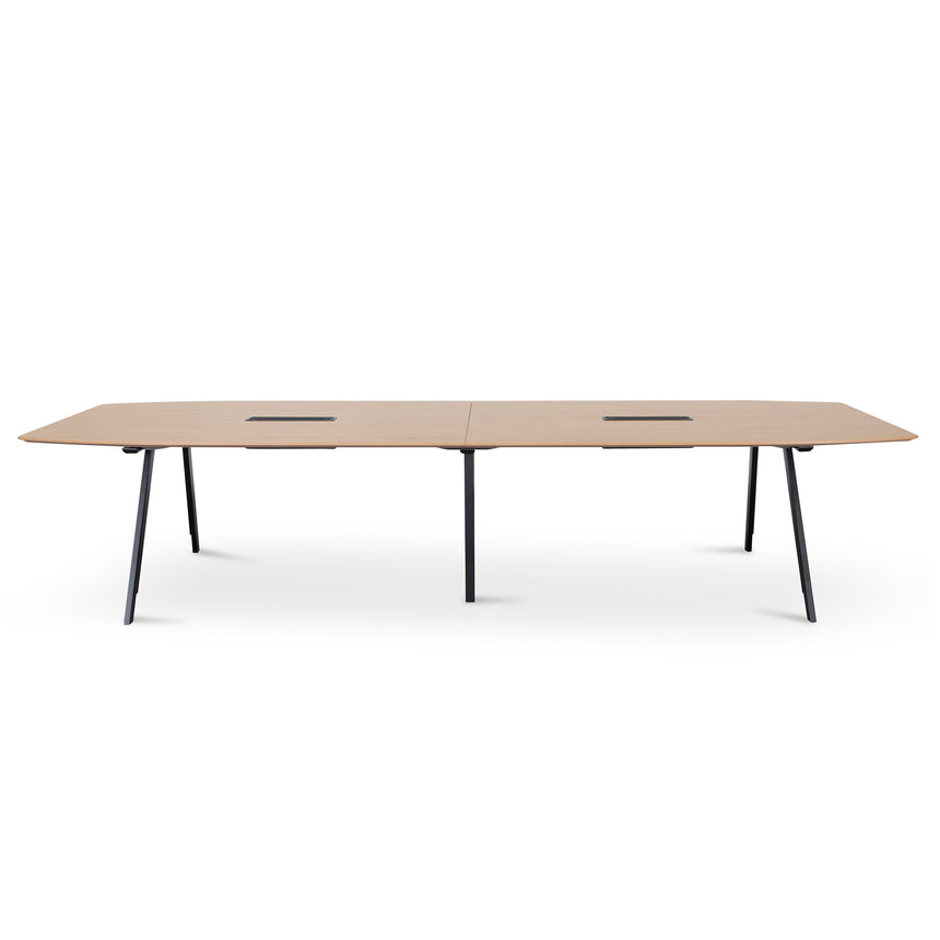 3.6m Natural Boardroom Meeting Table - Full Black Legs