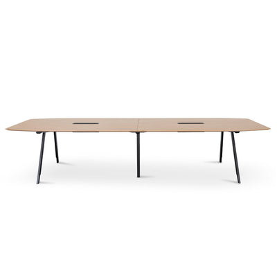 3.6m Natural Boardroom Meeting Table - Full Black Legs