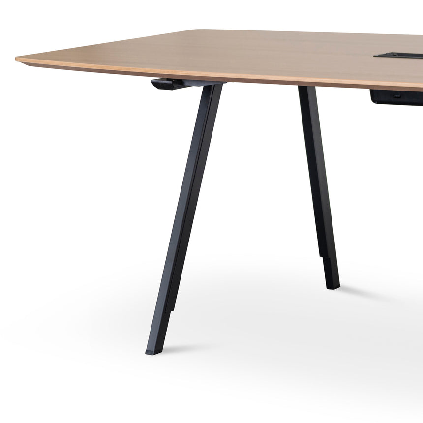 3.6m Natural Boardroom Meeting Table - Full Black Legs