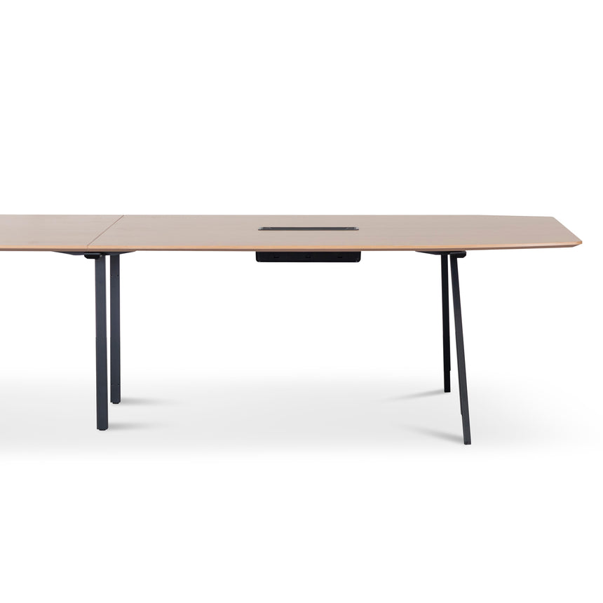 3.6m Natural Boardroom Meeting Table - Full Black Legs