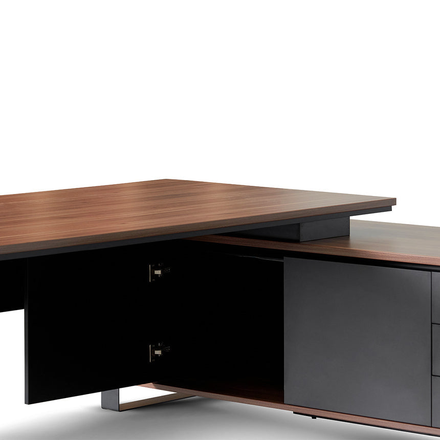 2.3m Right Return Office Desk - Walnut