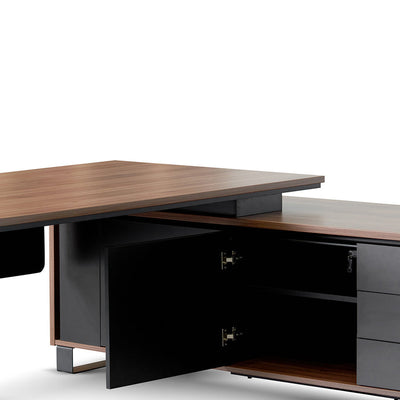 2.3m Right Return Office Desk - Walnut