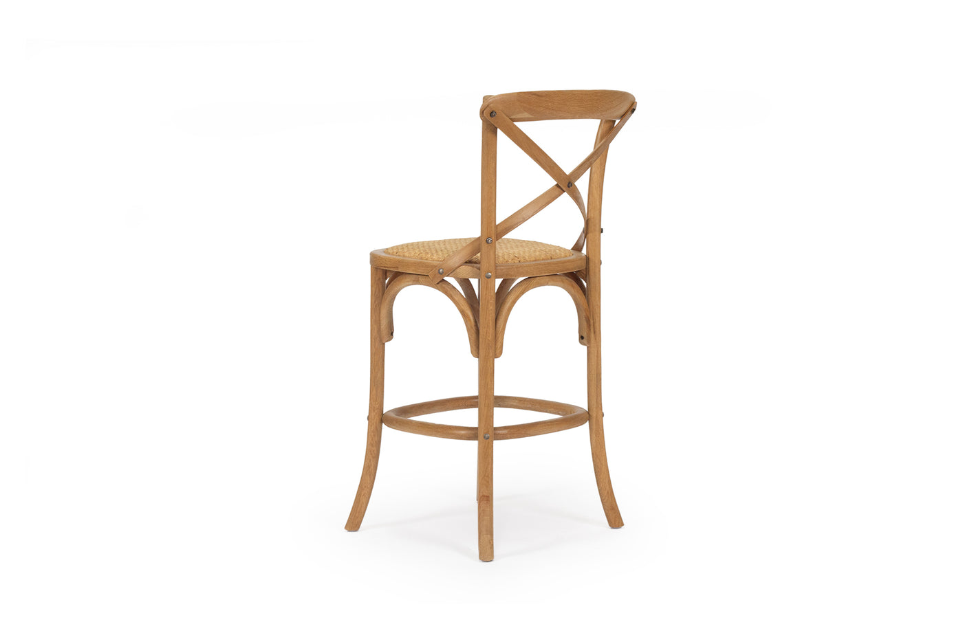 French Cross Back Counter Stool - Natural Oak