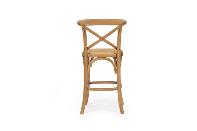 French Cross Back Counter Stool - Natural Oak