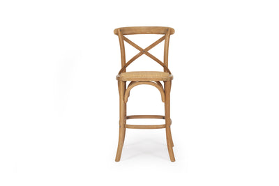 French Cross Back Counter Stool - Natural Oak