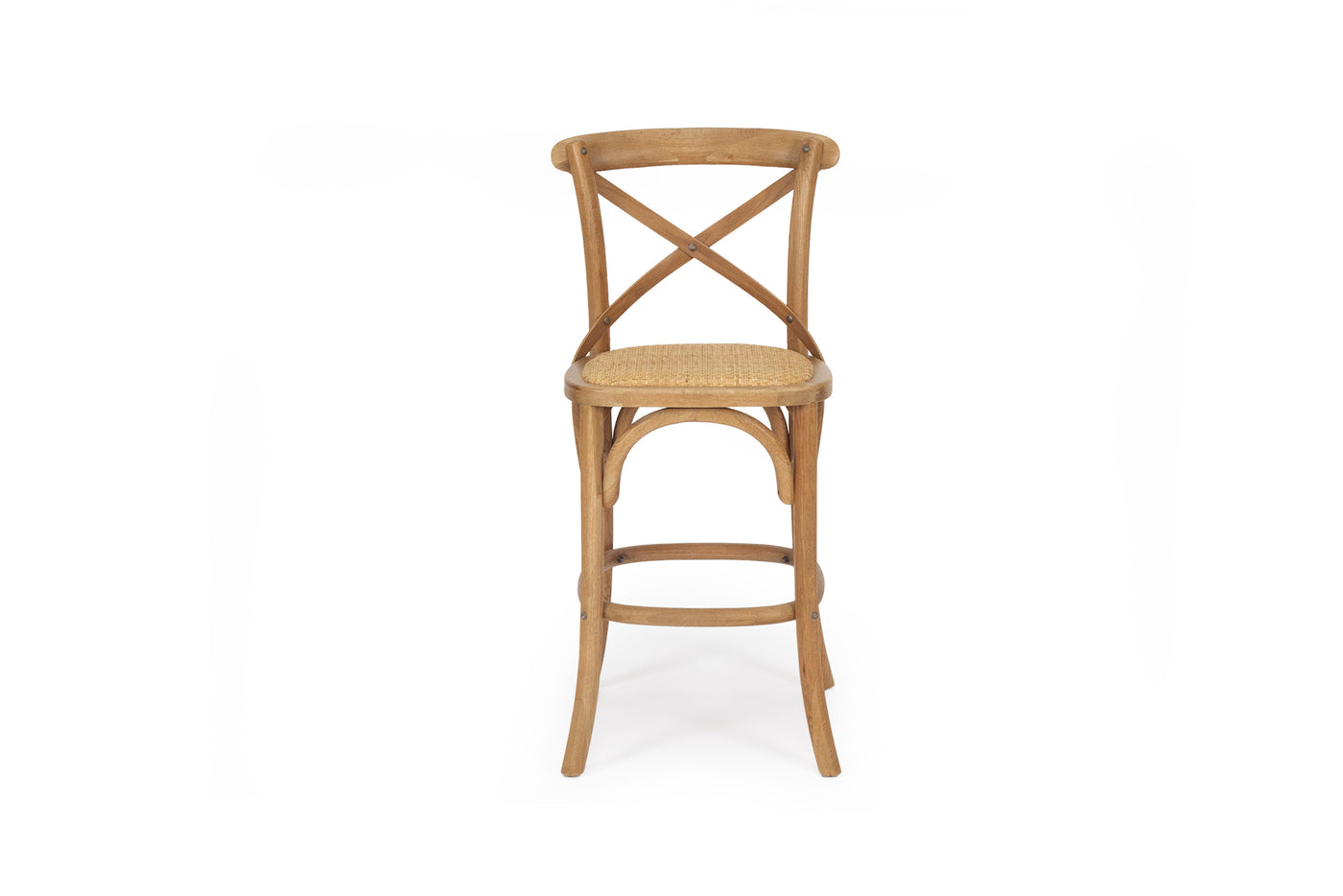 French Cross Back Counter Stool - Natural Oak