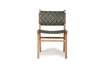 Cashmerie Leather Side Chair - Woven - Olive