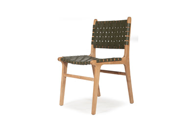 Cashmerie Leather Side Chair - Woven - Olive