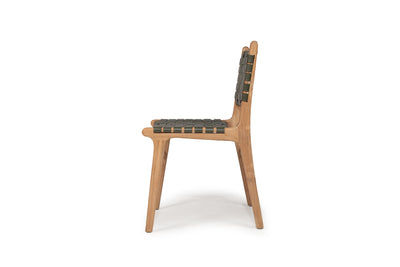 Cashmerie Leather Side Chair - Woven - Olive