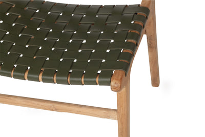 Cashmerie Leather Side Chair - Woven - Olive