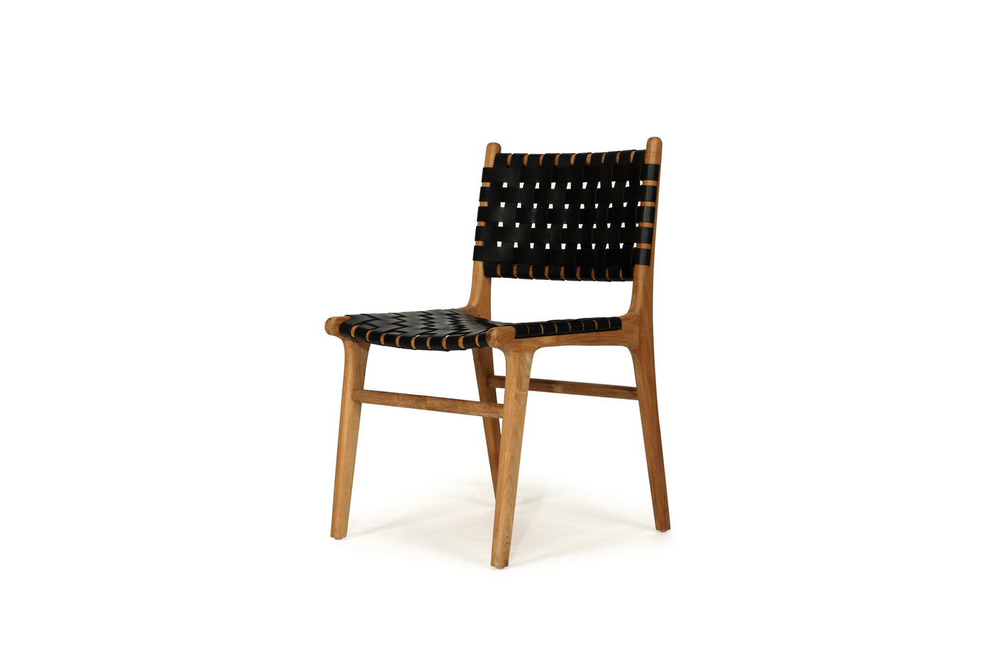 Cashmerie Woven Leather Side Chair - Black