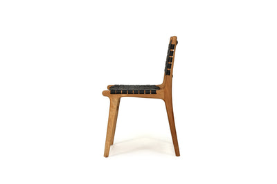 Cashmerie Woven Leather Side Chair - Black