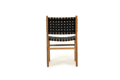 Cashmerie Woven Leather Side Chair - Black