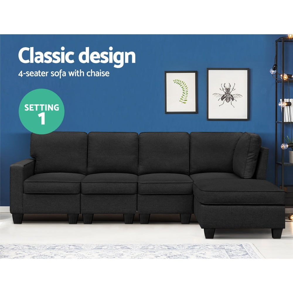 Artiss Sofa Lounge Set 5 Dark Grey