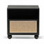 Wooden Side Table with Rattan Front - Black