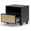 Wooden Side Table with Rattan Front - Black