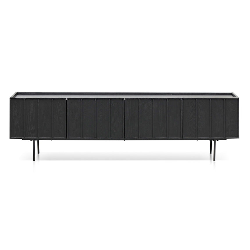 2m Wooden TV Entertainment Unit - Full Black