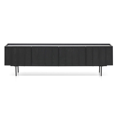 2m Wooden TV Entertainment Unit - Full Black