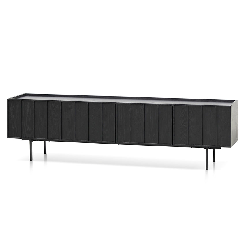 2m Wooden TV Entertainment Unit - Full Black