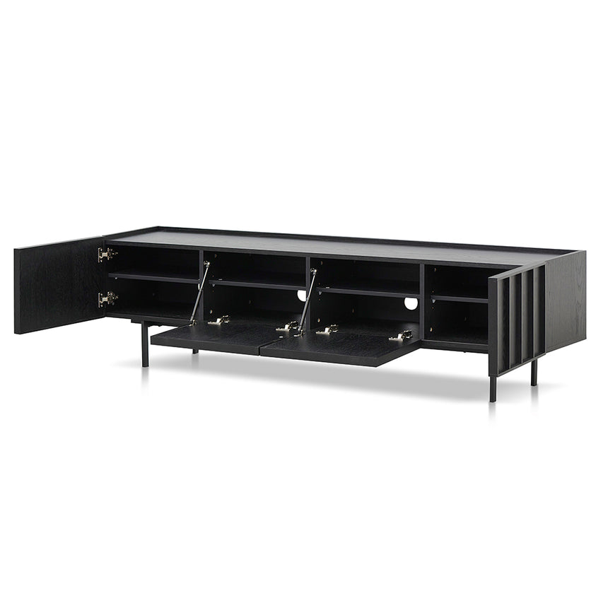 2m Wooden TV Entertainment Unit - Full Black