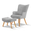 Artiss Armchair and Ottoman - Light Grey