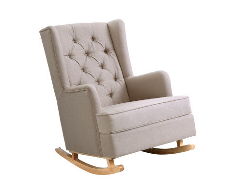 Artiss Rocking Chair Armchair Linen Fabric Beige Gaia